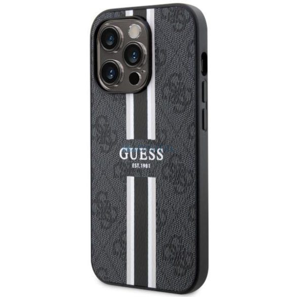Guess GUHMP14XP4RPSK iPhone 14 Pro Max 6.7" fekete keménytok 4G nyomtatott csíkokkal MagSafe