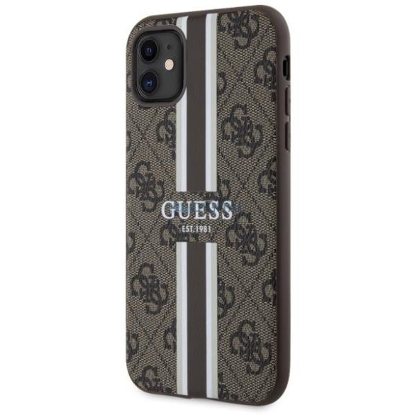 Guess GUHMN61P4RPSW iPhone 11 / Xr barna keménytok 4G nyomtatott csíkokkal MagSafe