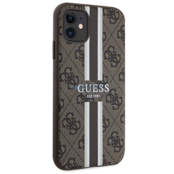 Guess GUHMN61P4RPSW iPhone 11 / Xr barna keménytok 4G nyomtatott csíkokkal MagSafe