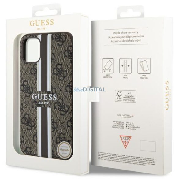 Guess GUHMN61P4RPSW iPhone 11 / Xr barna keménytok 4G nyomtatott csíkokkal MagSafe