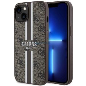 Guess GUHMP14SP4RPSW iPhone 14 6.1" barna keménytok 4G nyomtatott csíkokkal MagSafe