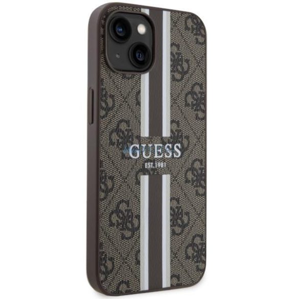 Guess GUHMP14SP4RPSW iPhone 14 6.1" barna keménytok 4G nyomtatott csíkokkal MagSafe