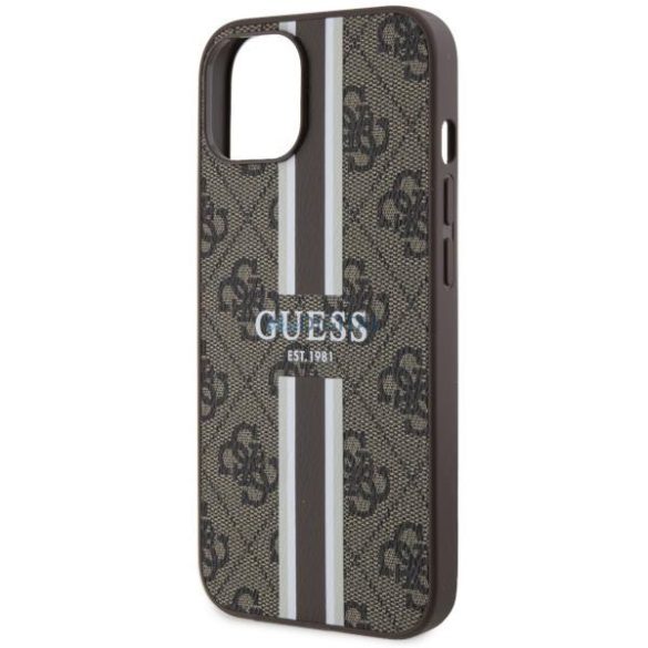 Guess GUHMP14SP4RPSW iPhone 14 6.1" barna keménytok 4G nyomtatott csíkokkal MagSafe