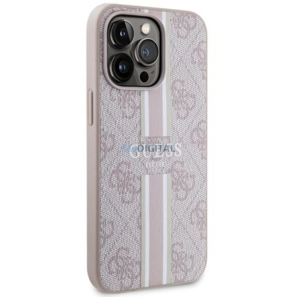 Guess GUHMP13LP4RPSP iPhone 13 Pro / 13 6.1" rózsaszín keménytok 4G nyomtatott csíkokkal MagSafe