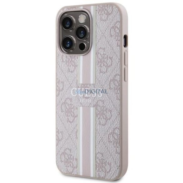 Guess GUHMP13XP4RPSP iPhone 13 Pro Max 6.7" rózsaszín keménytok 4G nyomtatott csíkokkal MagSafe