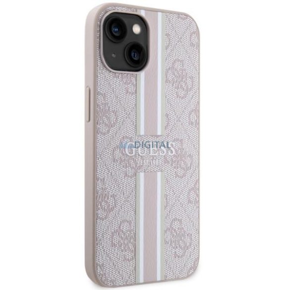 Guess GUHMP14MP4RPSP iPhone 14 Plus 6.7" rózsaszín/rózsaszín keménytok 4G nyomtatott csíkokkal MagSafe