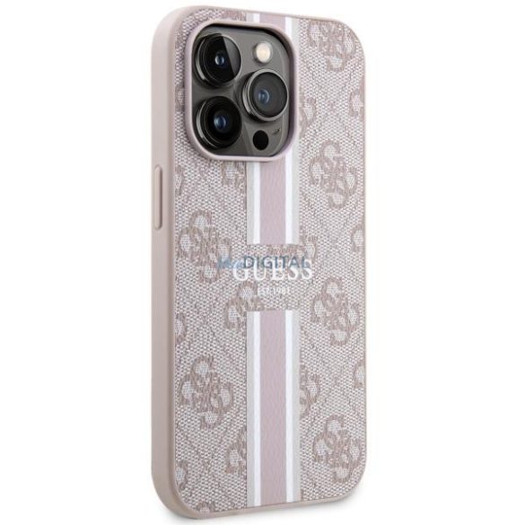 Guess GUHMP14LP4RPSP iPhone 14 Pro 6.1" rózsaszín keménytok 4G nyomtatott csíkokkal MagSafe