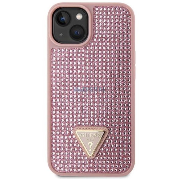 Guess GUHCP14MHDGTPP iPhone 14 Plus 6.7" rózsaszín/rózsaszín keménytokos strasszos háromszög iPhone 14 Plus 6.7