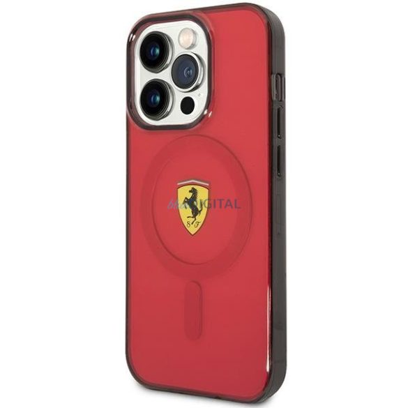 Ferrari FEHMP14LUKR iPhone 14 Pro 6,1" piros keménytok áttetsző Magsafe