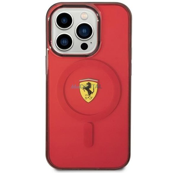 Ferrari FEHMP14LUKR iPhone 14 Pro 6,1" piros keménytok áttetsző Magsafe