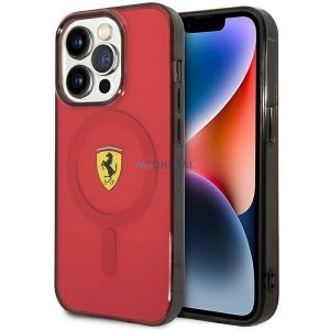 Ferrari FEHMP14XURKR iPhone 14 Pro Max 6,7" piros keménytok áttetsző Magsafe