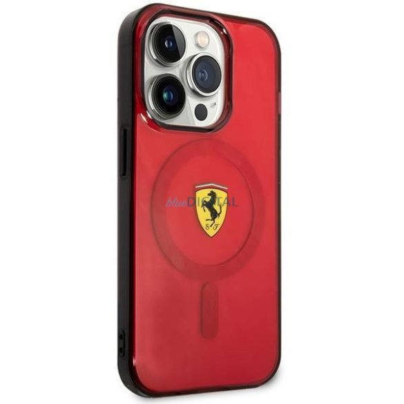 Ferrari FEHMP14XURKR iPhone 14 Pro Max 6,7" piros keménytok áttetsző Magsafe