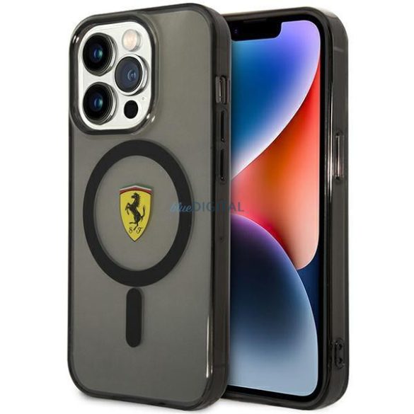 Ferrari FEHMP14XURKK iPhone 14 Pro Max 6.7" fekete keménytok áttetsző Magsafe