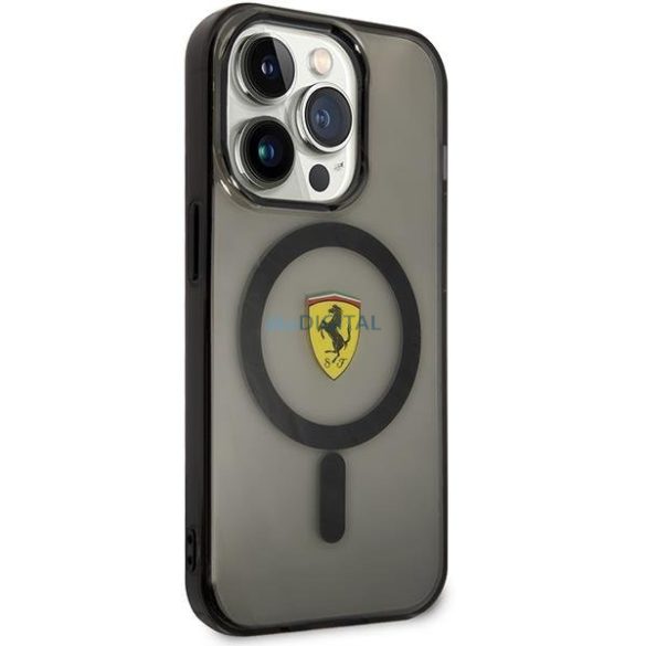 Ferrari FEHMP14XURKK iPhone 14 Pro Max 6.7" fekete keménytok áttetsző Magsafe