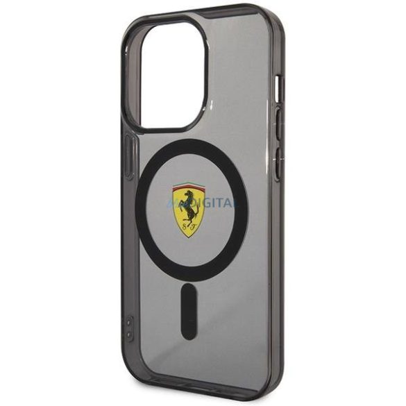 Ferrari FEHMP14XURKK iPhone 14 Pro Max 6.7" fekete keménytok áttetsző Magsafe