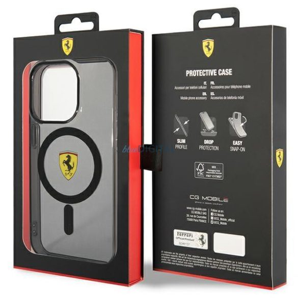 Ferrari FEHMP14XURKK iPhone 14 Pro Max 6.7" fekete keménytok áttetsző Magsafe