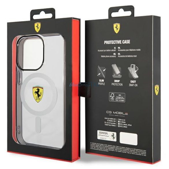 Ferrari FEHMP14LURKT iPhone 14 Pro 6.1" átlátszó keménytok Outline Magsafe