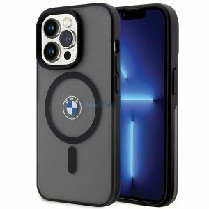 Case BMW BMHMP14XDSLK iPhone 14 Pro Max 6.7" fekete keménytok logózott MagSafe aláírás