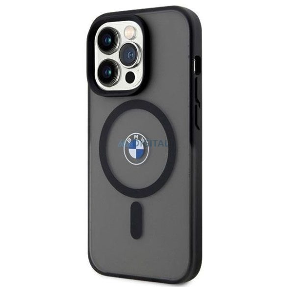 Case BMW BMHMP14XDSLK iPhone 14 Pro Max 6.7" fekete keménytok logózott MagSafe aláírás