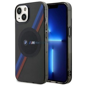 BMW BMHMP14SHDTK iPhone 14 6.1" szürke tricolor csíkos MagSafe tok