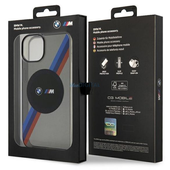 BMW BMHMP14SHDTK iPhone 14 6.1" szürke tricolor csíkos MagSafe tok