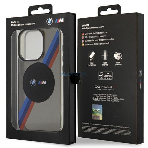 BMW BMHMP14LHDTK iPhone 14 Pro 6.1" szürke tricolor csíkos MagSafe tok