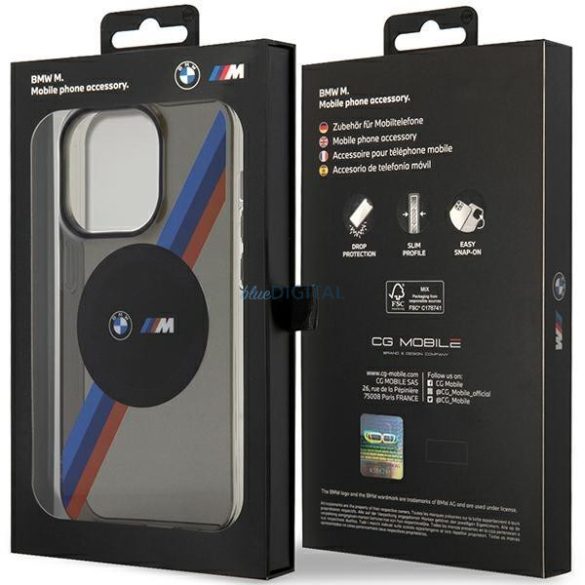 BMW BMHMP14XHDTK iPhone 14 Pro Max 6.7" szürke keménytok Tricolor Stripes MagSafe