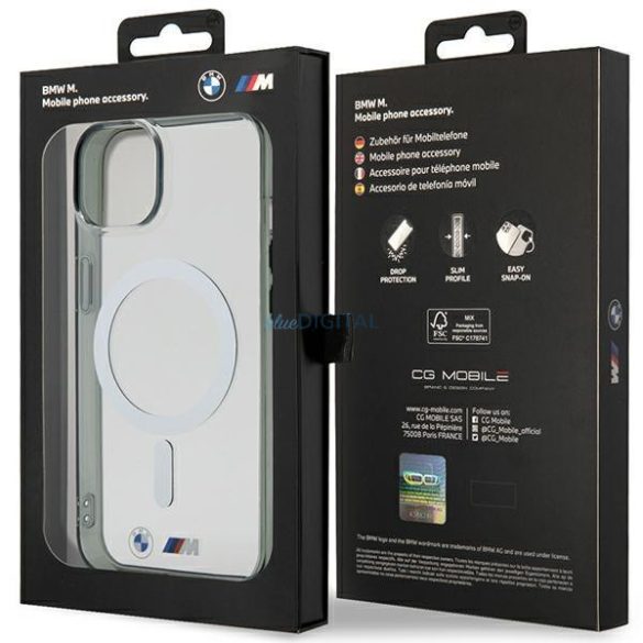 Etui BMW BMHMP14MHCRS iPhone 14 Plus 6.7" átlátszó keménytok Ezüst gyűrű MagSafe