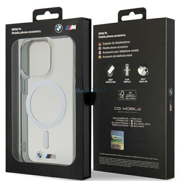 BMW BMHMP14XHCRS iPhone 14 Pro Max 6.7" átlátszó keménytok Ezüst gyűrű MagSafe