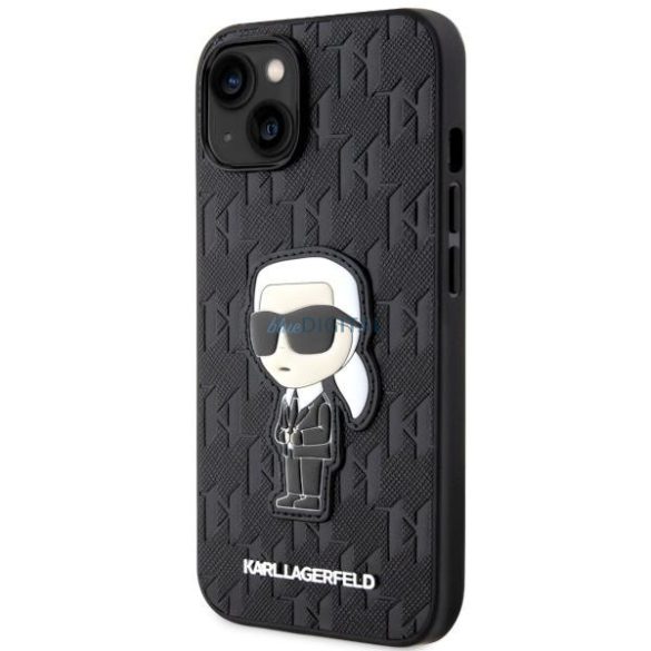 Karl Lagerfeld KLHCP14SSAKHPKK iPhone 14 6.1" fekete szafián monogrammos Ikonik tok