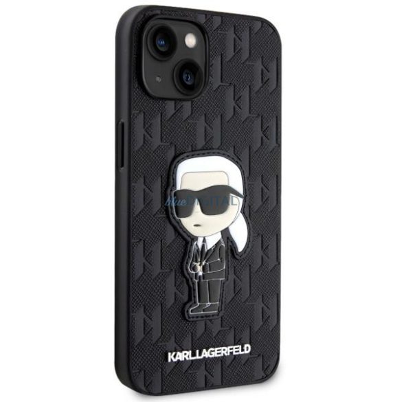 Karl Lagerfeld KLHCP14SSAKHPKK iPhone 14 6.1" fekete szafián monogrammos Ikonik tok