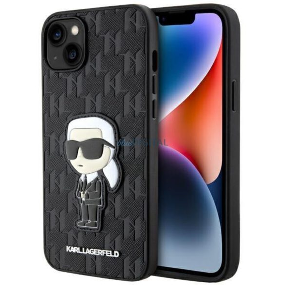 Karl Lagerfeld KLHCP14MSAKHPKK iPhone 14 Plus 6.7" fekete/fekete Sáfránymintás monogram Ikonik tok