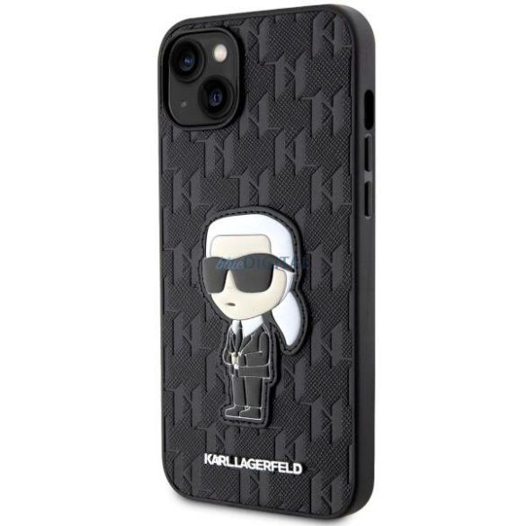 Karl Lagerfeld KLHCP14MSAKHPKK iPhone 14 Plus 6.7" fekete/fekete Sáfránymintás monogram Ikonik tok