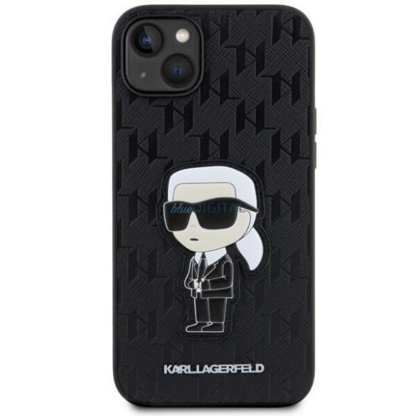 Karl Lagerfeld KLHCP14MSAKHPKK iPhone 14 Plus 6.7" fekete/fekete Sáfránymintás monogram Ikonik tok