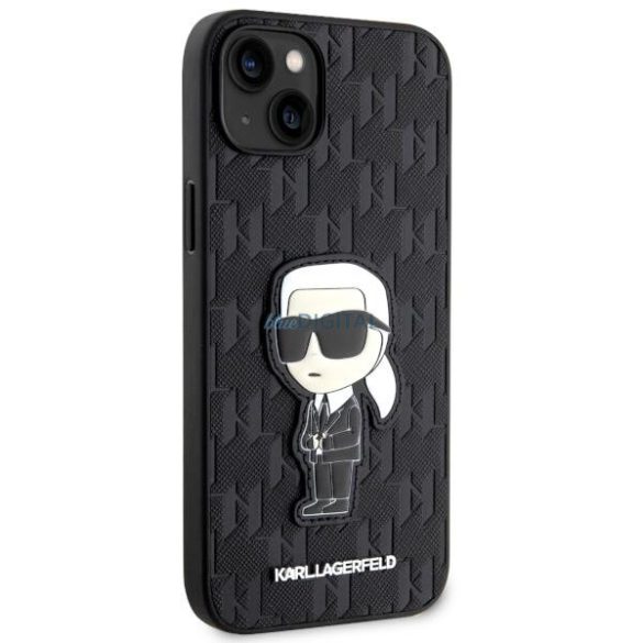 Karl Lagerfeld KLHCP14MSAKHPKK iPhone 14 Plus 6.7" fekete/fekete Sáfránymintás monogram Ikonik tok