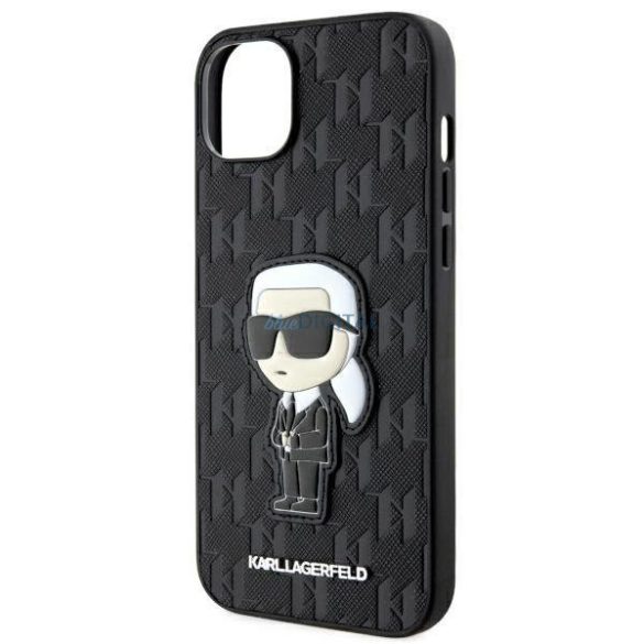 Karl Lagerfeld KLHCP14MSAKHPKK iPhone 14 Plus 6.7" fekete/fekete Sáfránymintás monogram Ikonik tok