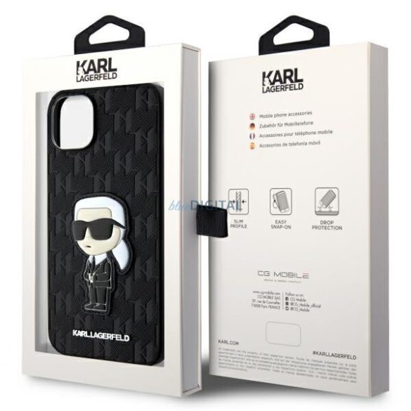 Karl Lagerfeld KLHCP14MSAKHPKK iPhone 14 Plus 6.7" fekete/fekete Sáfránymintás monogram Ikonik tok