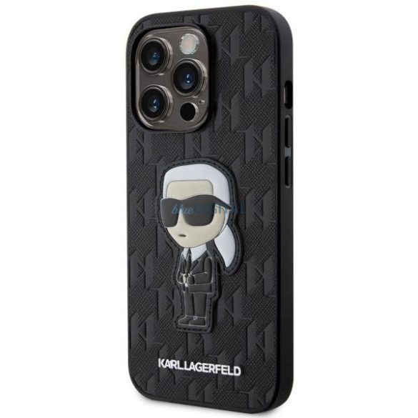 Karl Lagerfeld KLHCP14XSAKHPKK iPhone 14 Pro Max 6.7" fekete Saffiano monogramos Ikonik tok