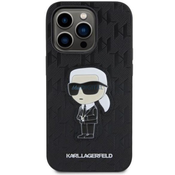 Karl Lagerfeld KLHCP14XSAKHPKK iPhone 14 Pro Max 6.7" fekete Saffiano monogramos Ikonik tok