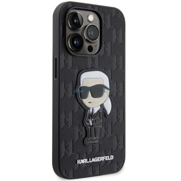 Karl Lagerfeld KLHCP14XSAKHPKK iPhone 14 Pro Max 6.7" fekete Saffiano monogramos Ikonik tok