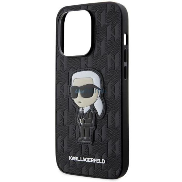 Karl Lagerfeld KLHCP14XSAKHPKK iPhone 14 Pro Max 6.7" fekete Saffiano monogramos Ikonik tok