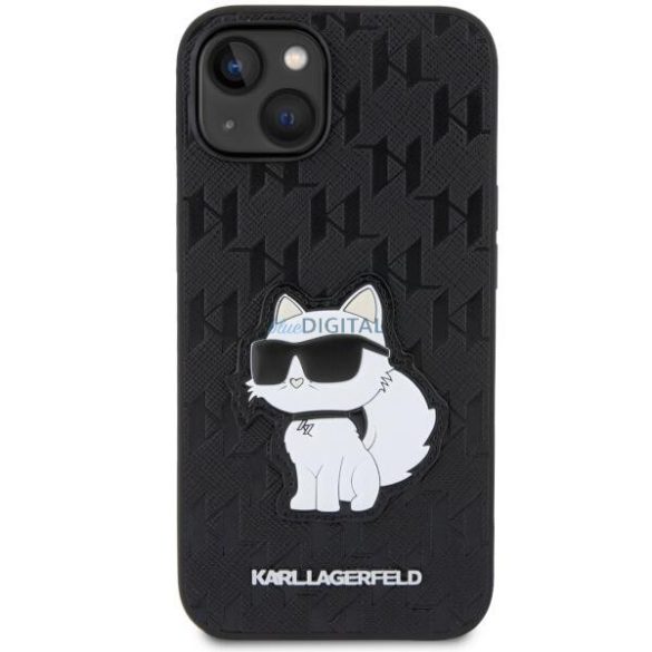 Karl Lagerfeld KLHCP14SSAKHPCK iPhone 14 6.1" fekete Safiano monogramos Choupette tok