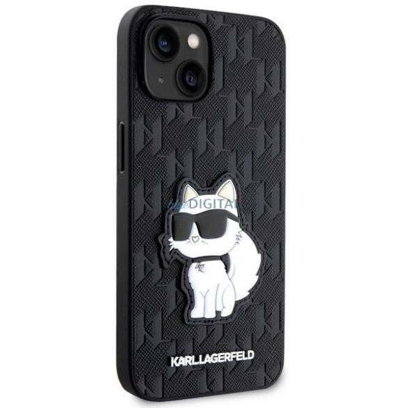 Karl Lagerfeld KLHCP14SSAKHPCK iPhone 14 6.1" fekete Safiano monogramos Choupette tok