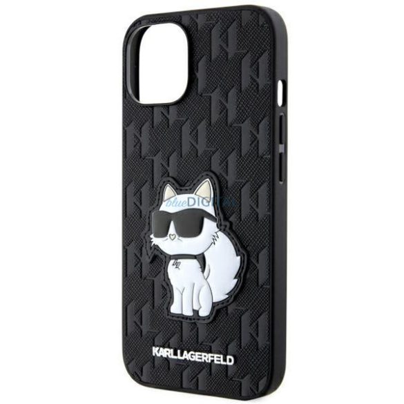 Karl Lagerfeld KLHCP14SSAKHPCK iPhone 14 6.1" fekete Safiano monogramos Choupette tok