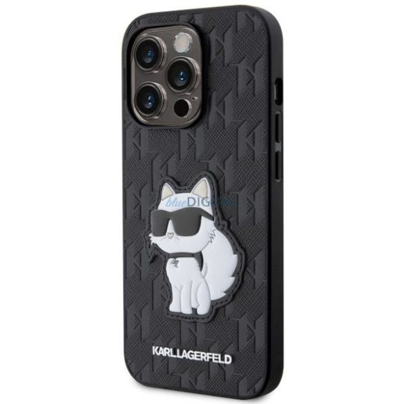 Karl Lagerfeld KLHCP14XSAKHPCK iPhone 14 Pro Max 6.7" fekete Saffiano monogramos Choupette tok