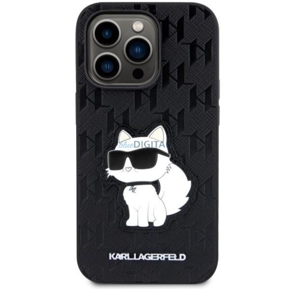 Karl Lagerfeld KLHCP14XSAKHPCK iPhone 14 Pro Max 6.7" fekete Saffiano monogramos Choupette tok