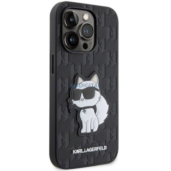 Karl Lagerfeld KLHCP14XSAKHPCK iPhone 14 Pro Max 6.7" fekete Saffiano monogramos Choupette tok