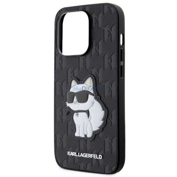 Karl Lagerfeld KLHCP14XSAKHPCK iPhone 14 Pro Max 6.7" fekete Saffiano monogramos Choupette tok