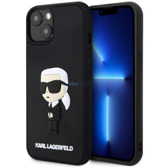 Karl Lagerfeld KLHCP14S3DRKINK iPhone 14 6.1" fekete keménytok gumi Ikonik 3D logóval