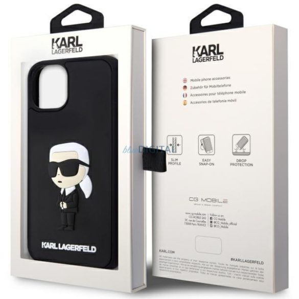 Karl Lagerfeld KLHCP14S3DRKINK iPhone 14 6.1" fekete keménytok gumi Ikonik 3D logóval